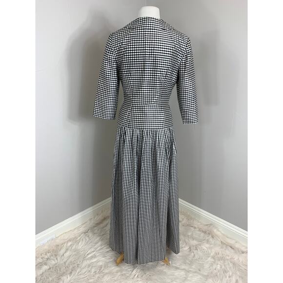 Vintage SILK Taffeta Gingham 2-Piece Jacket Skirt Special Occasion Preppy Modest - Picture 7 of 13